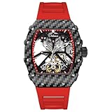 JUNENTER メンズ自動巻き腕時計 ワインバレル 機械式 ファッション 夜光 30M 防水 レジャー エレガント 腕時計 (オールブラック)