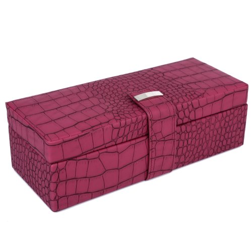 Bucasi Compact Jewelry Watch Travel Case Organizer (Magenta/Jewelry)