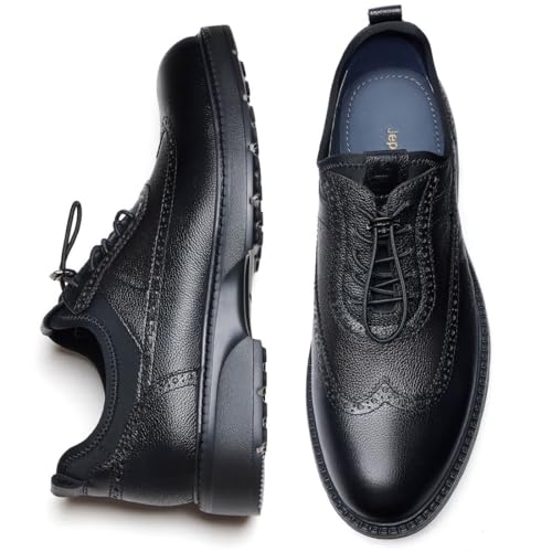 Men's Dress Shoes Casual Genuine Leather Wingtip Oxford Shoes Comfort Formal Business Wedding Derby Sneakers3