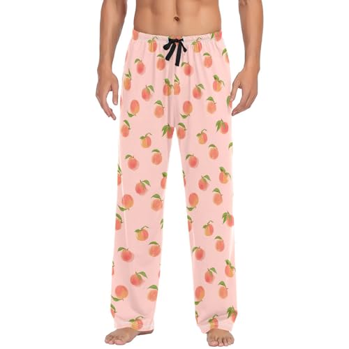 Vdsrup Peach Fruits Pink Pajama Pants Mens Lounge Pants Super Soft Men Pajama Bottoms with Pockets Drawstring S2