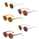 BEHAHAI 5PCS Kids Round Sunglasses, Kids Sunglasses Baby Sunglasses Children Sunglasses Toddler Sunglasses Retro UV 400 Sunglasses for Girls Boys Toddlers Children Age 1-8