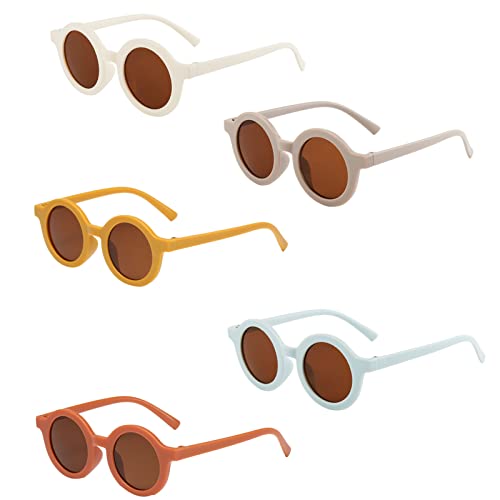 BEHAHAI Kids Round Sunglasses - 5PCS Retro UV 400 Sunglasses for Girls, Boys, Toddlers & Children Age 1-8