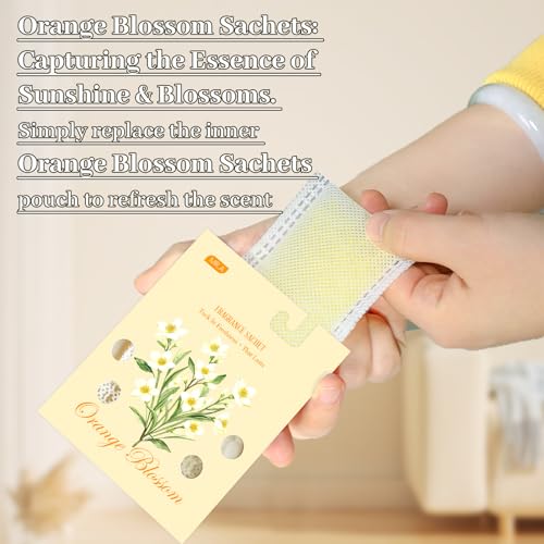 13 Packs Orange Blossom Scented Sachets for Drawer and Closet, Long-Lasting Car Air Freshener Sachet Bags, Drawer deodorizers Fresh Scents, Fragrance Bedroom Essentials - Image 3