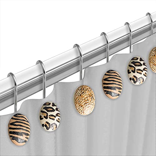 Popular Bath Shower Curtain Hooks, Jezella Collection, Animal Print #TOP2