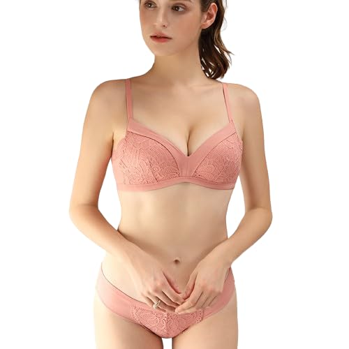 GenericFull Coverage Wire-less Bra and Panty, Adjustable Shoulder Strap, Push-up Bra and Panty Under-wear Set for Natural Lifted Body Shape, Double Breasted Buckles (706)