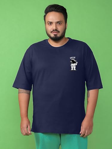 Image of Bewakoof Men's Graphic Printed Oversized Fit Half Sleeve Round Neck Cotton Plus Size T-Shirt