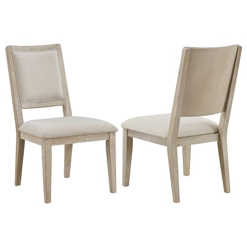 Coaster Home Furnishings - Trofello - Asian Hardwood - Upholstered Chairs with Beige Fabric Seat - Dining Room & Home Kitchen - Set of 2 - White Washed & Beige - 123122 by Coaster Fine Furniture - Used condition - US$112.40