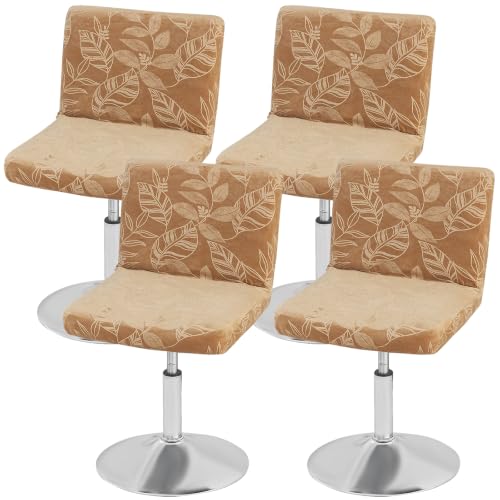 Image of FUANGUI Bar Stool Covers with Backs, 4 Pack Stretch Bar Stool Chair Covers | Embossed Silver Fox Fleece Bar Stool Covers,Washable Bar Chair Covers Swivel Barstool Slipcovers,15