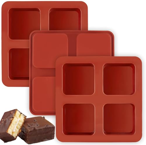Socluer Mini stampo in silicone, 3 pezzi, antiaderente, per brownie, pane di mais, cheesecake e cioccolato