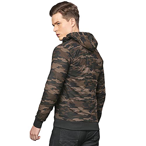 Image of CAHOOT Men's Camouflage Hoodie With Insert Pocket For Casual Wear | Hooded Neck | Long Sleeve | Zipper Closure | Cotton Jacket Crafted With Comfort Fit For Everyday Wear
