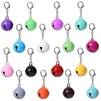 HJZHII 16 Stück Haustier Glocken für Hund Katze, Jingle Bell Charm aus Metall Anti-Lost Training Haustier Anhänger Zubehör mit Schlüsselanhänger aus Edelstahl für Haustiere