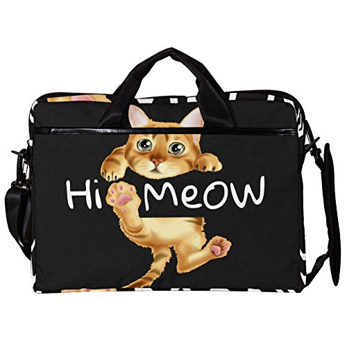 Sac ordinateur portable 14" 15" Hi Meow Cat sacoche bandoulière PC
