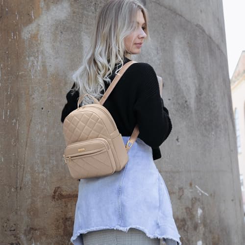 Image of Marvolia Mini Backpack Vegan Leather Small Backpack, Khaki | Fashion Backpack Purse, For Women, For Travel Work Shopping
