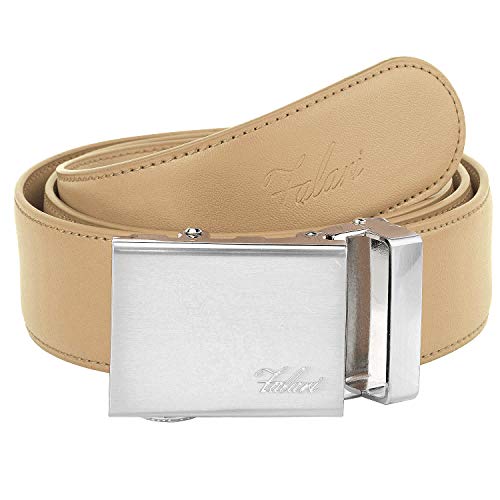 Image of Falari Men Unisex Genuine Leather Ratchet Dress and Casual Belt, Automatic Sliding Buckle, Trim to Fit