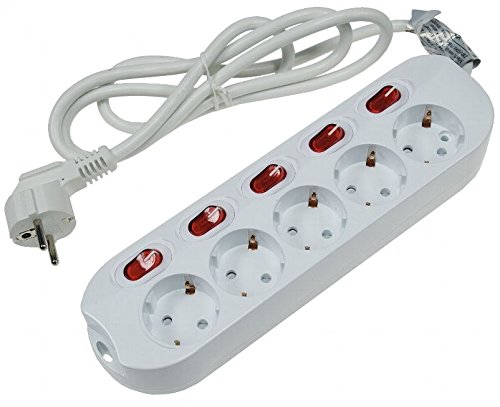 Preisvergleich Produktbild Steckdosenleiste 5fach Tischsteckdose schaltbar weiß CH mit beleuchteten Schaltern
