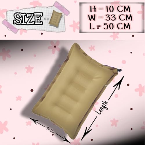 Image of Portable Travel Neck Pillow for Men & Women | Soft Inflatable Air Headrest for Plane, Flight, Bus, Car & Office Use | Ultralight Comfort Pillow | No Pump Needed | Brown (Pack of 1)
