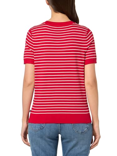 Image of Nautica Women's V Neck Stripe Short Sleeve Sweater