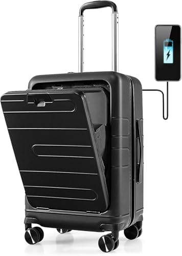 COSTWAY Maleta Cabina Trolley, Maleta Rígida Ligera de PC con Bol...