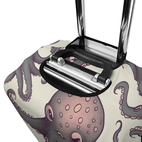 Housse de valise élastique pieuvre blanche taille S en polyester lavable - 5