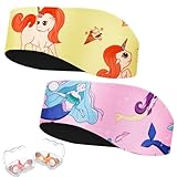 Diadema de natación para niños, 2 pares de tapones impermeables para los oídos y banda ajustable para los oídos, mantiene el agua fuera y sujeta los tapones para los oídos, diadema acuática para surf,