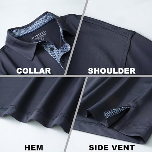 Image of Mens Polo Shirts Short and Long Sleeve Casual Solid Stylish Dry Fit Performance Designed Collared Golf Polo Shirts for Men