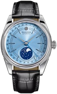 NIADI Sugess Moonphase Reloj Automático para Hombre Seagull ST2108 Movimiento Zafiro Mecánico Clásico Retro Relojes de P