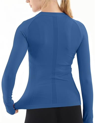 Image of MathCat Seamless Workout Shirts for Women Long Sleeve Yoga Tops Sports Running Shirt Breathable Athletic Top Slim Fit XS-XL