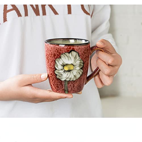 Ceramics 12oz Cappuccino Mug,Coffee mugs,Tea mugs,Kiln Glazing Process,Microwave and Dishwasher Safe, Perfect For Tea, Espresso, Latte - Porcelain Mugs for Kitchen or Cafe (Red+Blue+Green+Pink)