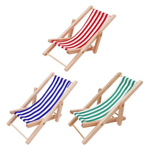 Chaises de plage miniatures en bois pour décor de table estival et loisirs créatifs
