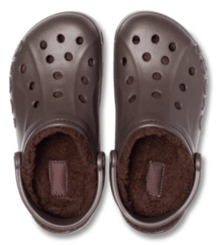 Image of Crocs Men's and Women's Baya Lined Clog | Fuzzy Slippers, Espresso /Espresso, 11 Women /9 Men
