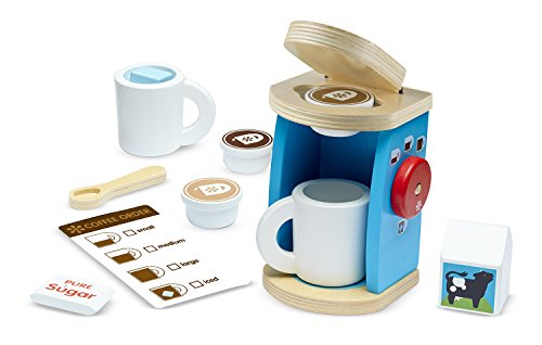 Melissa & Doug 11-Piece Brew and Serve Wooden Coffee Maker Set - Play Kitchen Accessories