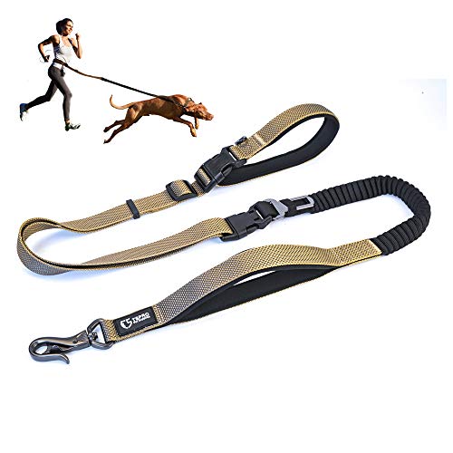 Tspro Hands Free Dog Leash For Walking Running With Safety Car Seat Belt Shock Absorbing Bungee Leash With Padded Handle(Brown) #TOP23