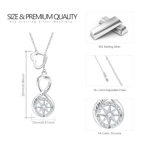 OHAYOO Compass Pendant Necklace 925 Sterling Silver I'd be Lost without You Infinity Compass Jewelry Gift for Wife Goodfriend, Valentines Day, Anniversary, Graduation Travel Outfit4
