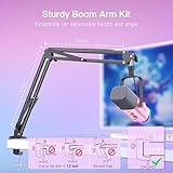 FIFINE XLR Gaming Microphone USB, PC Dynamic Microphone Kit for Vocal, Recording, Podcast, Streaming RGB Mic with Headphone Jack, Mute Button, Boom Arm Stand for Computer/Mixer-AmpliGame AM8T Pink - Image 7