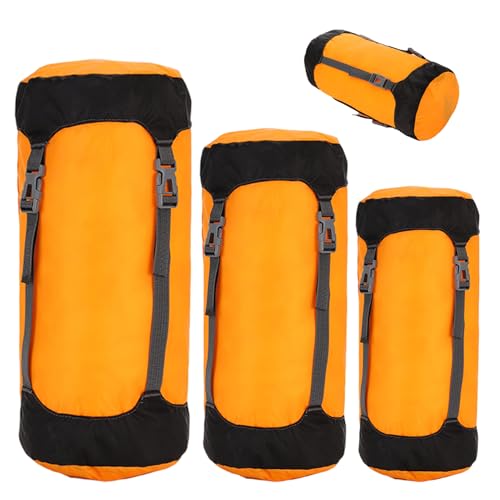 Monetais 3Pcs Compression Sack, Wateproof & Adjustable Nylon Sleeping Bag Compression Sack with Drawstring, Lightweight for Traveling, Camping, Hiking, Backpacking