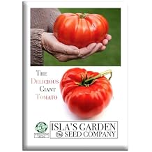 The Delicious Giant Beefsteak Tomato Seeds Solanum lycopersicum 50+ Heirloom Non-GMO Seeds by Islas Garden Seeds, Can Grow to 1 Pound! Indeterminate 8595 Days, Large Meaty Slicer, Summer Favorite
