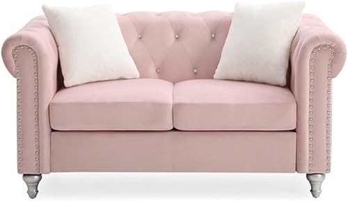 Miniatura 4 de Glory Furniture Raisa Velvet Loveseat in Pink Rosado,Beige,Negro -,Borgoña,Gris,Marfil,Azul marino,https://www.amazon.com/dp/undefined
