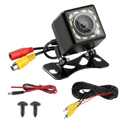 Caméra de Recul Voiture 1080P Ultra HD, 12 LED Vision Nocturne, Étanche IP68, Grand Angle 170° Fish-Eye, Universelle 12V-24V Caméra Arrière pour SUV Camion Pickup Voiture Camping Car Remorque