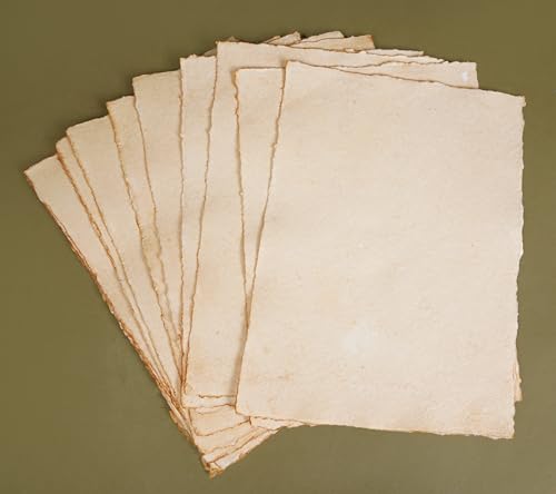 Image of Handmade Vintage Paper Sheets, Natural Deckle Edge, Cream Colour, Pack of 20,6.5 /9.5