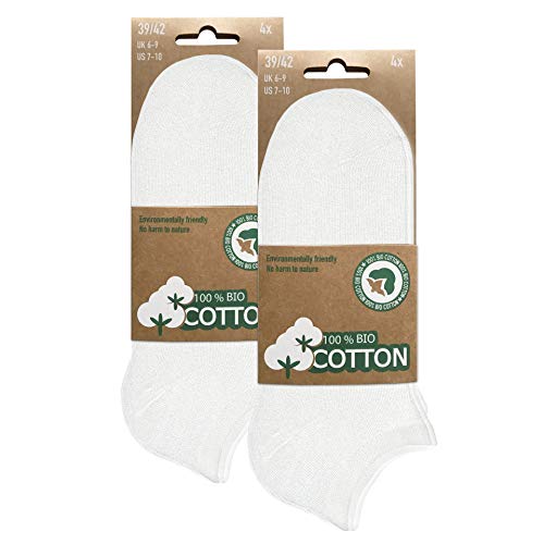 BIOBASICS Calzini corti da uomo e da donna (4 – 12 paia), in cotone Oeko-Tex 100, 8 paia (bianco), 43-46