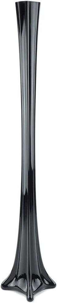 Zucker Eiffel Tower - 24 Inch Tall Glass Vase for Wedding Centerpiece - Flute Glass Vase in Black
