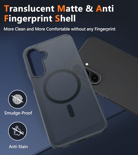 Image of FNTCASE for Galaxy A26 5G Phone Case: Magnetic Matte Translucent Military Grade Drop Protection Cell Phone Cover - Slim Rugged Durable Shockproof Protective for Samsung A26 Cases - Black