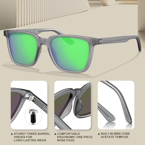 Image of CARFIA Retro Acetate Polarized Sunglasses for Men UV400 Protection Driving Outdoor Anti-Glare Sun Glasses CA5354WS