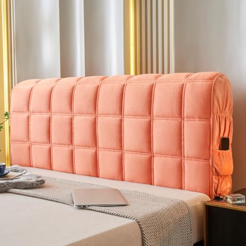 ZZYK Naranja,160cm/63inches,Cubierta De La Cabecera Protectora Elástica Espesa Enroscada Funda De La Cama Funda Elástica Lavable Cubierta A Prueba De Polvo Cubierta del Respaldo