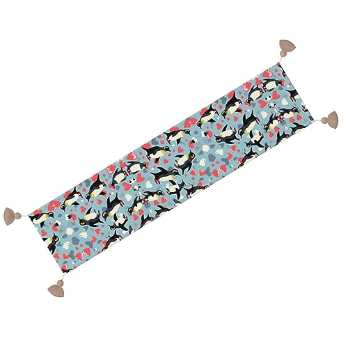 Chemin de table rustique I Love Penguins pour cuisine - 7