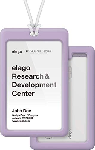 ID4 パスケース 縦型 IDカードホルダー シリコン × ポリカーボネート ハード ケース ネックストラップ 付き ラベンダー/トランスパレント