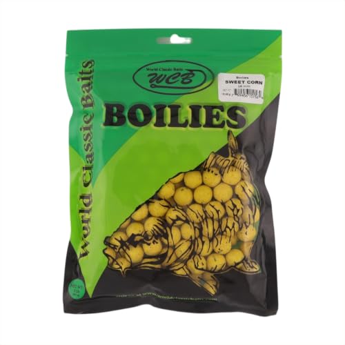 WCB Carp Baits High Protein Boilies 16 mm 1 lb Bag - Carp Fishing Bait - Ideal for Carp Fishing (Flavor: Sweet Corn)