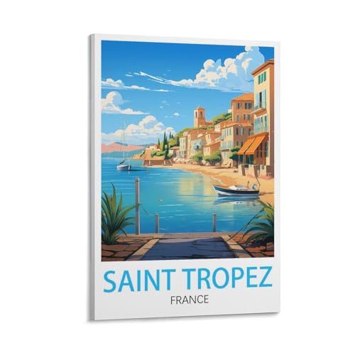 Poster de voyage vintage Saint Tropez LHJOIUN 20x30cm