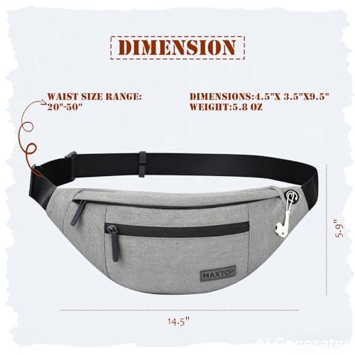 Image of MAXTOP Large Crossbody Fanny Pack with 4-Zipper Pockets,Gifts for Enjoy Sports Festival Workout Traveling Running Casual Hands-Free Wallets Waist Pack Phone Bag Carrying All Phones