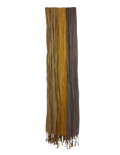 Dahlia Mens Scarf - Rayon, Scrunch, Crinkle, Fringed - Multicolor, Copper/Gray #TOP1